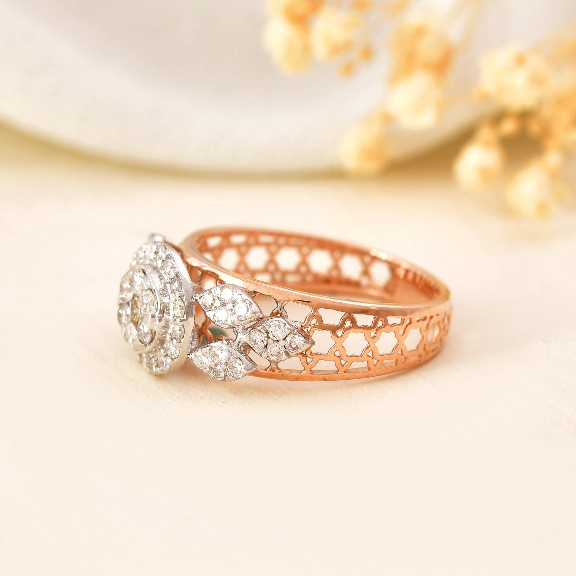 Women's Diamond Cluster Ring For Engagement Wedding