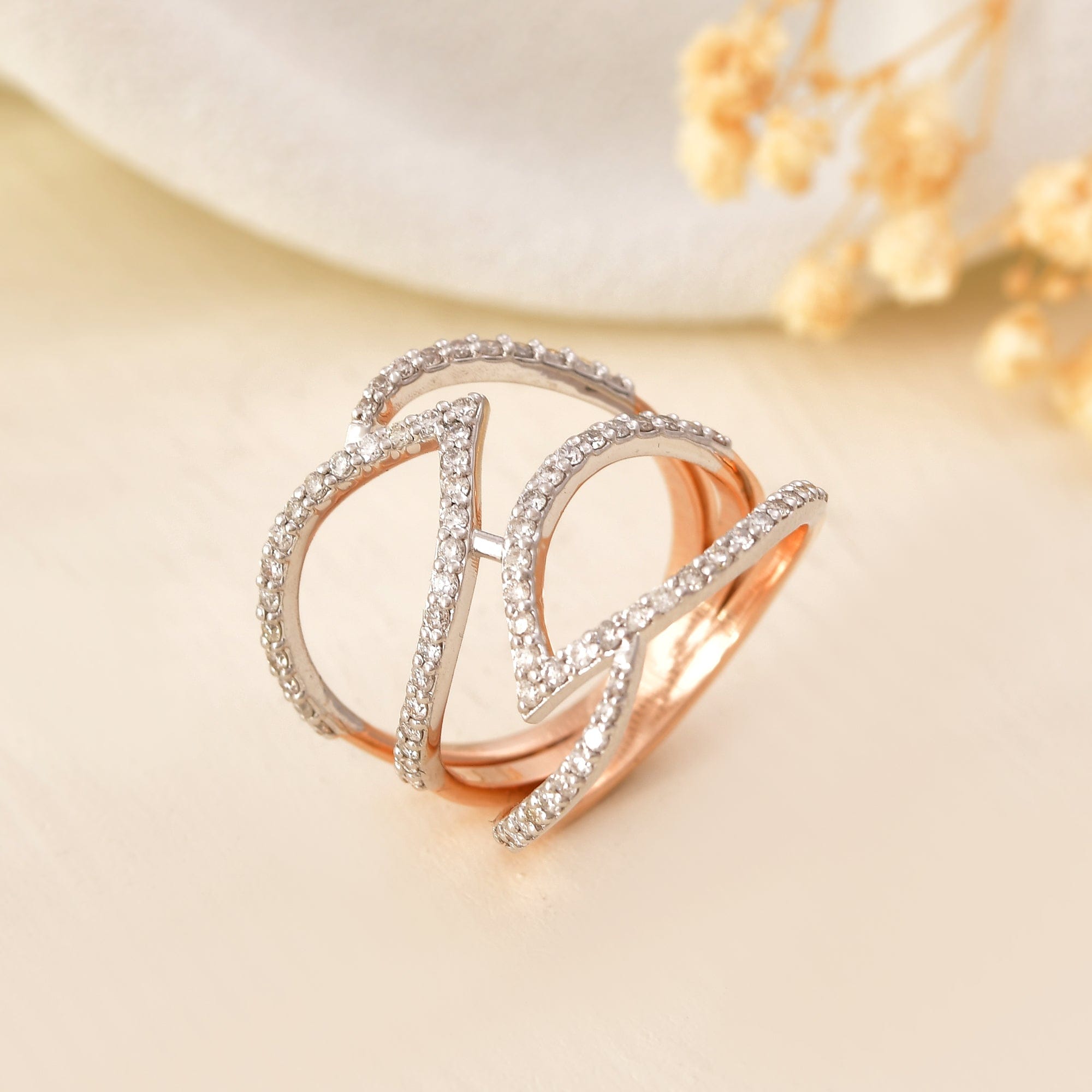 Criss Cross Diamond Ring For Women Engagement Wedding