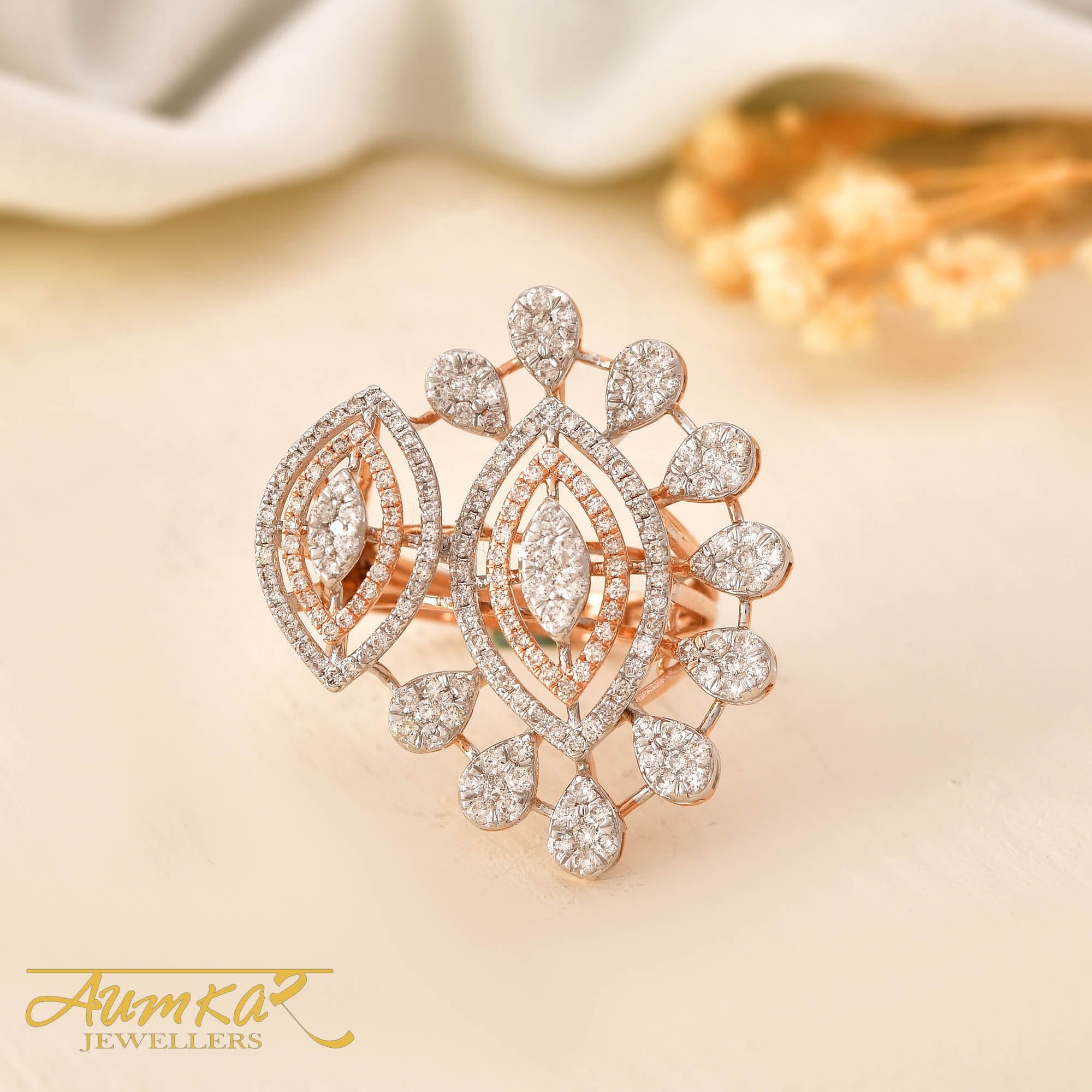 Diamond Cluster Statement Ring For Women Wedding Jewelry