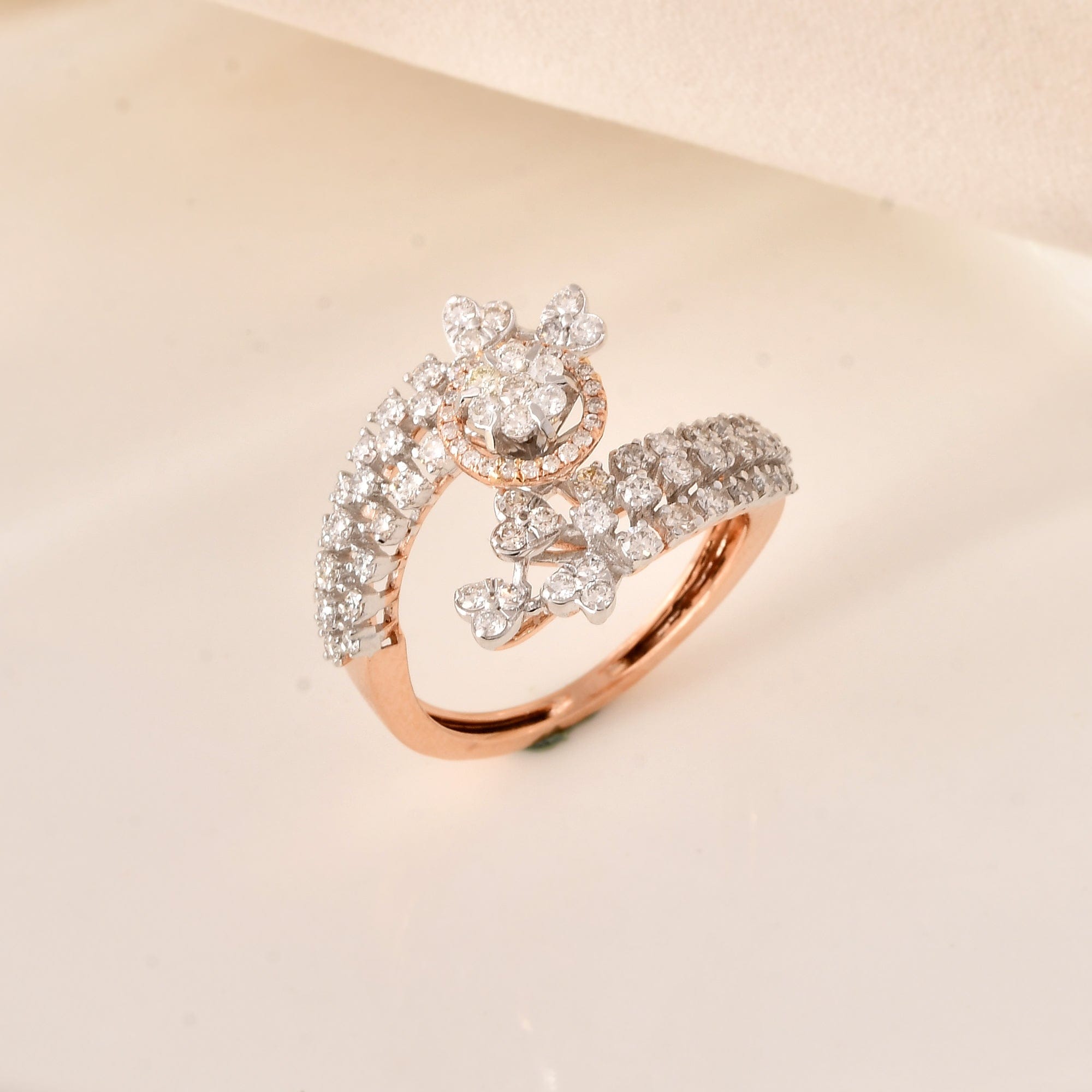 Floral Diamond Cluster Ring For Women Engagement Wedding