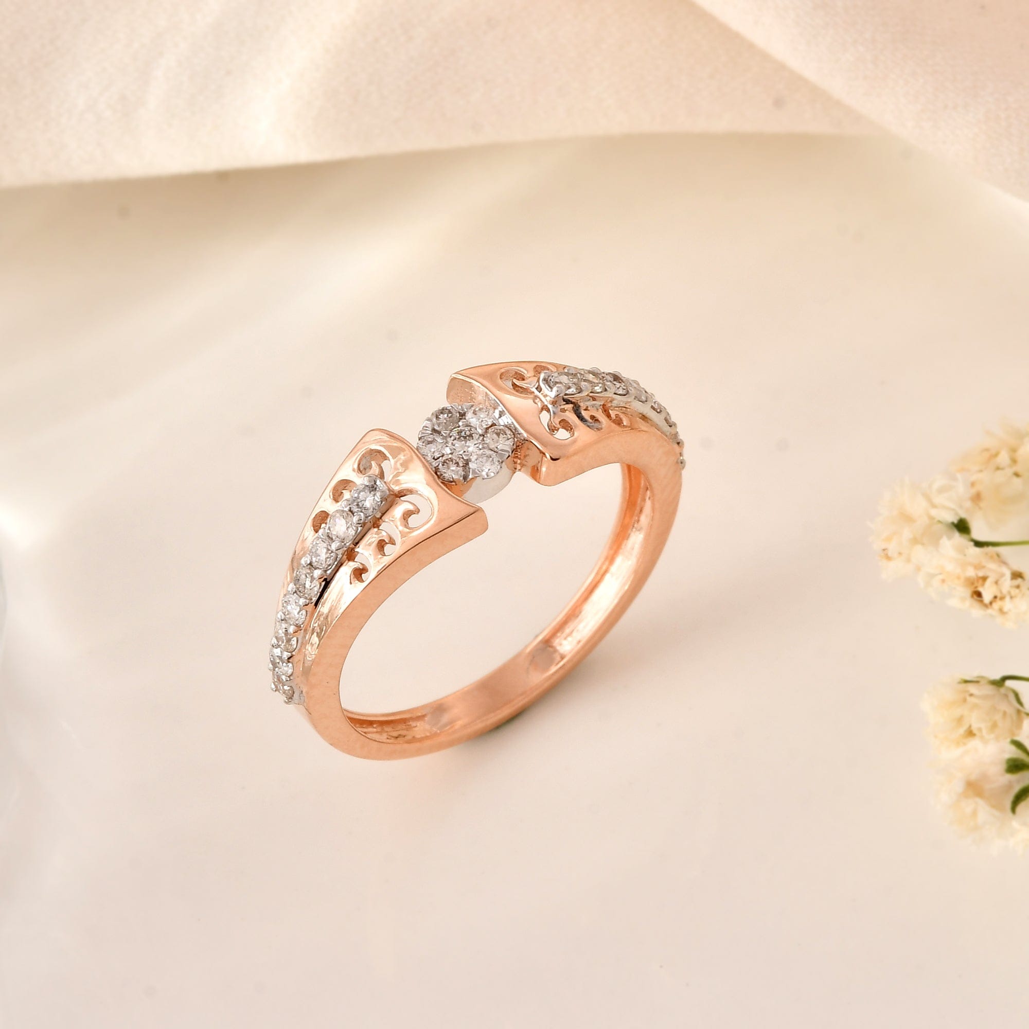 Women's Diamond Ring Rose Gold Engagement Gift Band