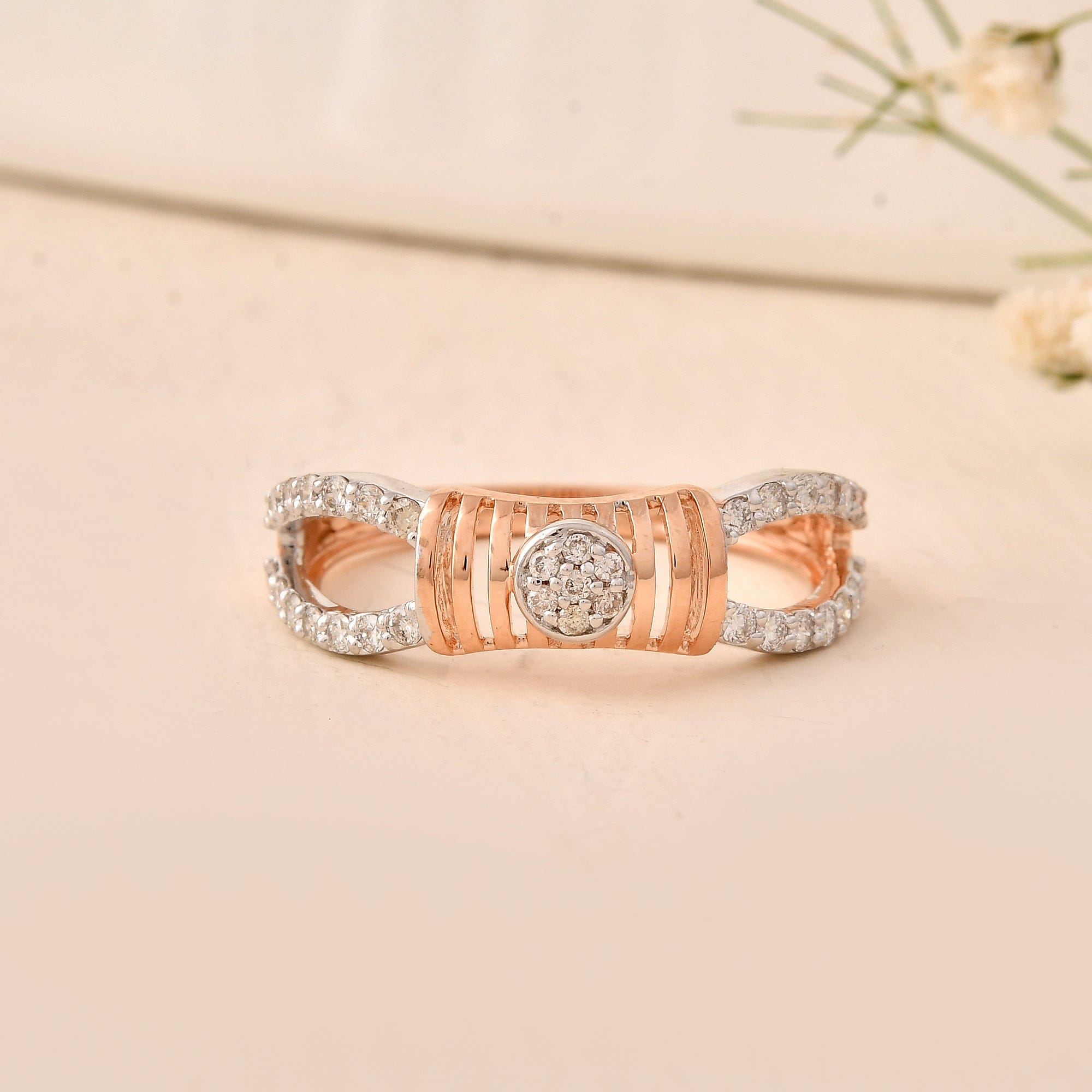 Women's Diamond Ring Rose Gold Two Tone Design Gift