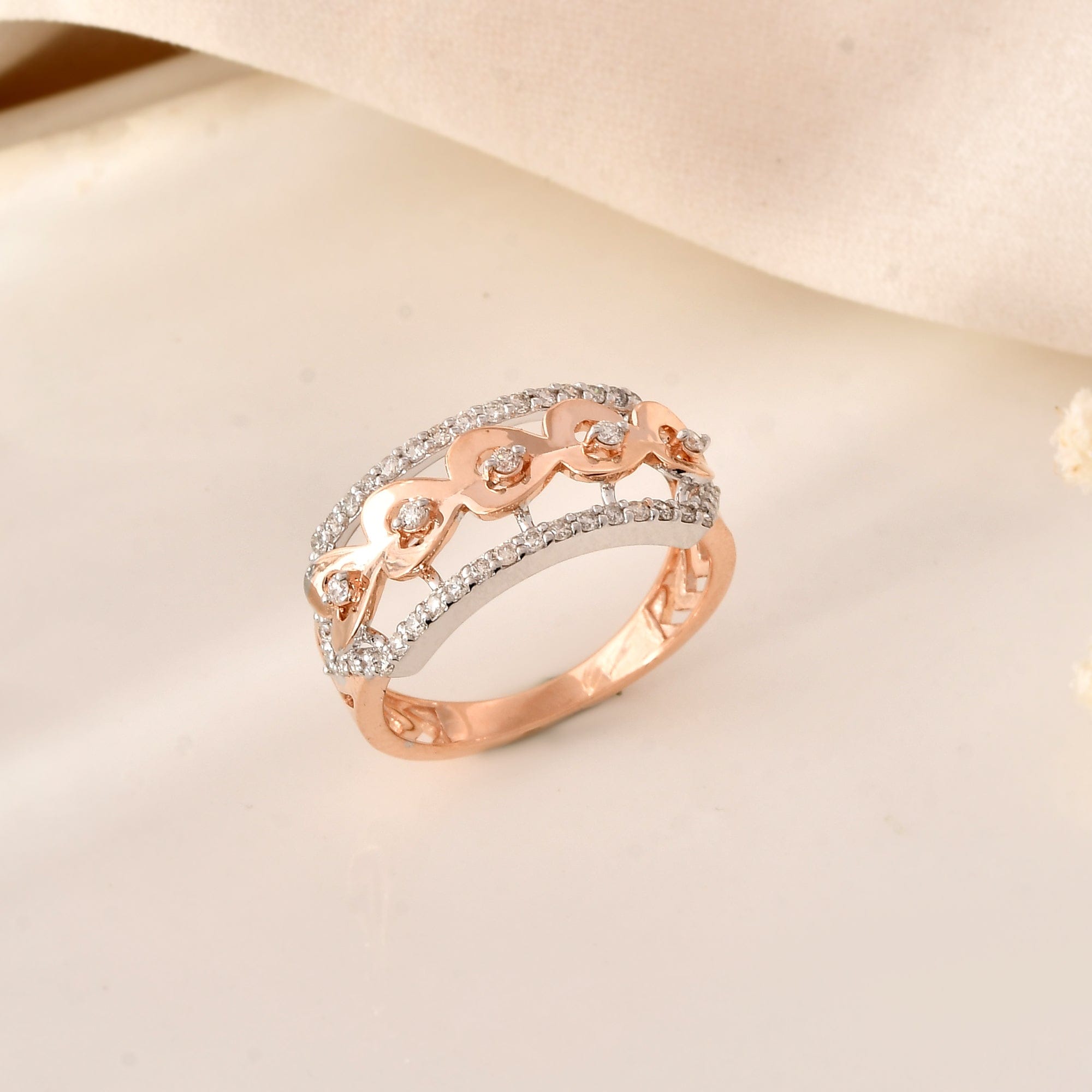 Rose Gold Diamond Band Ring For Women Unique Design