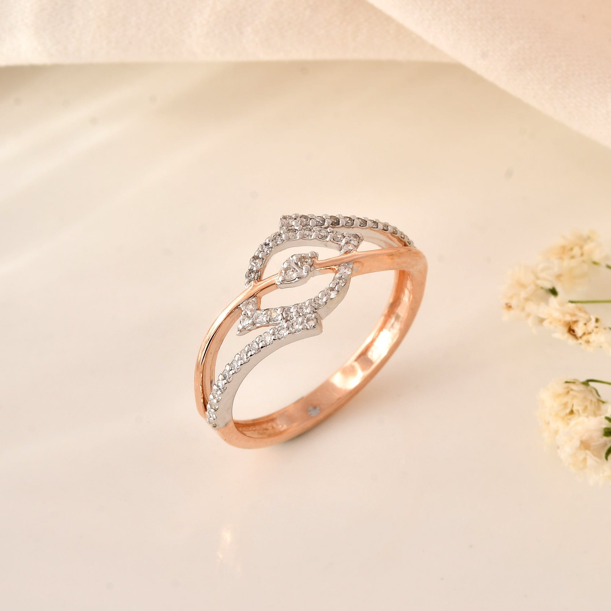 Rose Gold Diamond Ring For Women Elegant Engagement Band