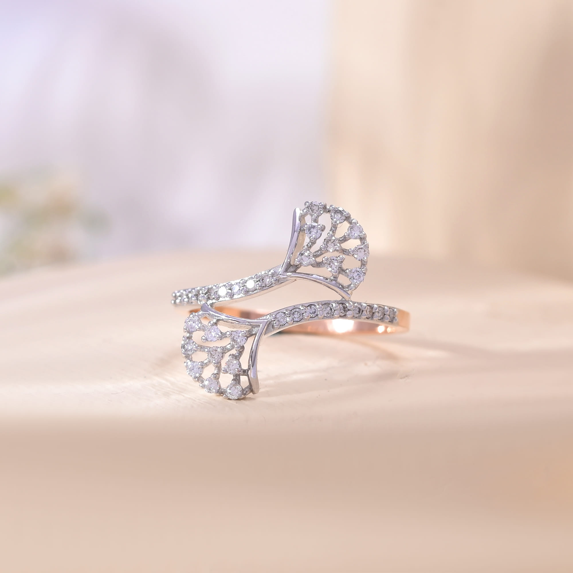 Women's Diamond Bypass Ring For Engagement & Daily Wear