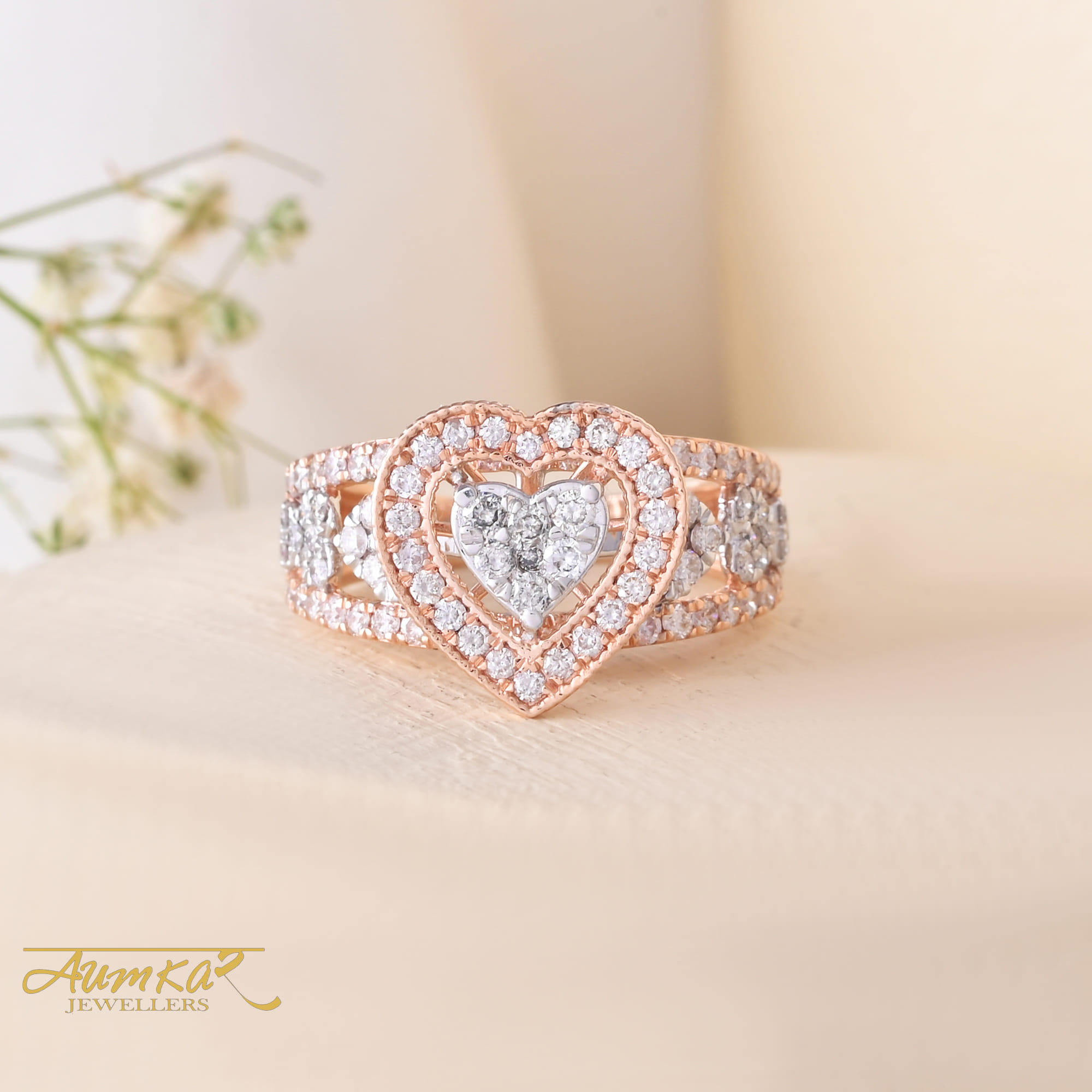 Heart Halo Diamond Ring For Women Wedding Engagement