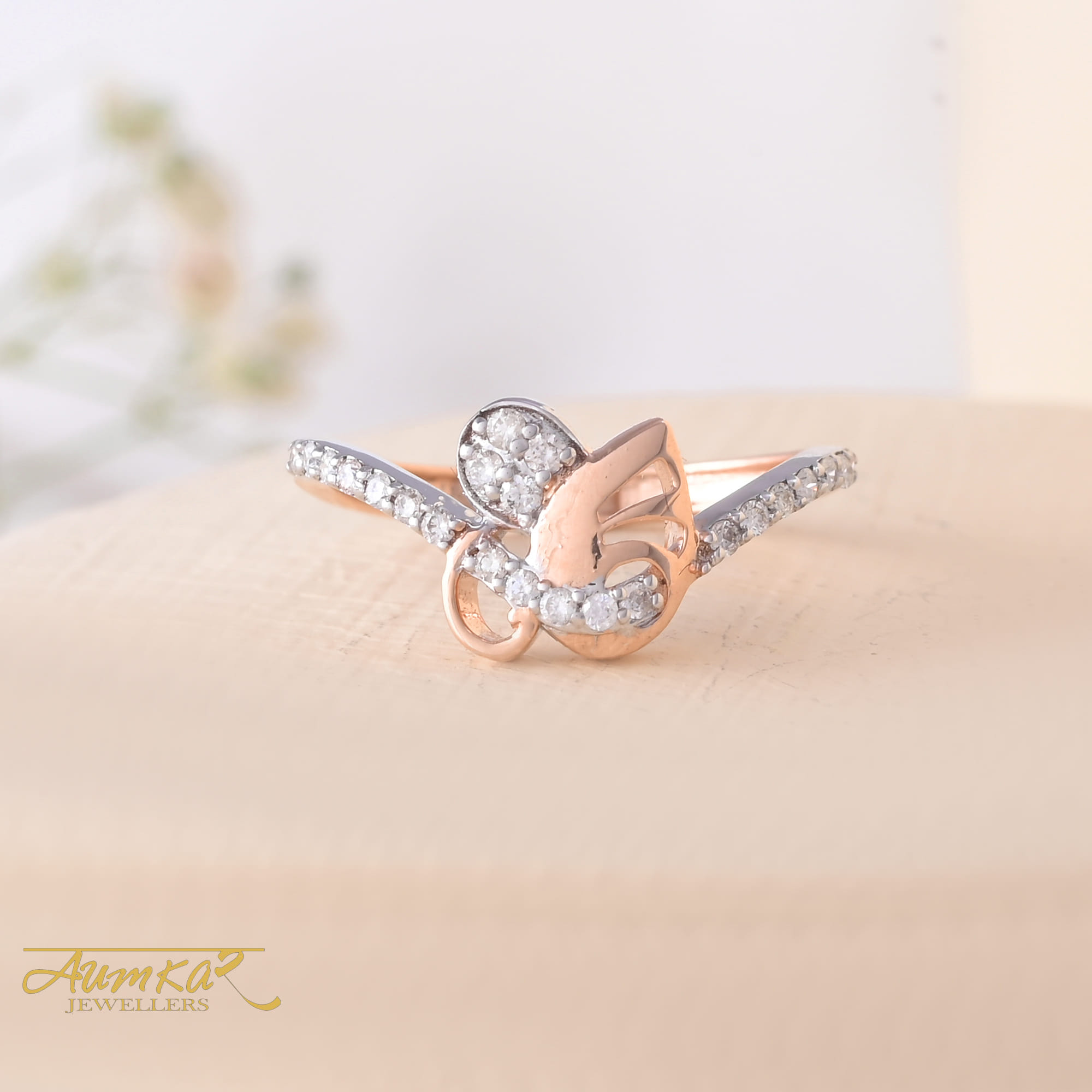 Rose Gold Diamond Butterfly Ring For Women Engagement