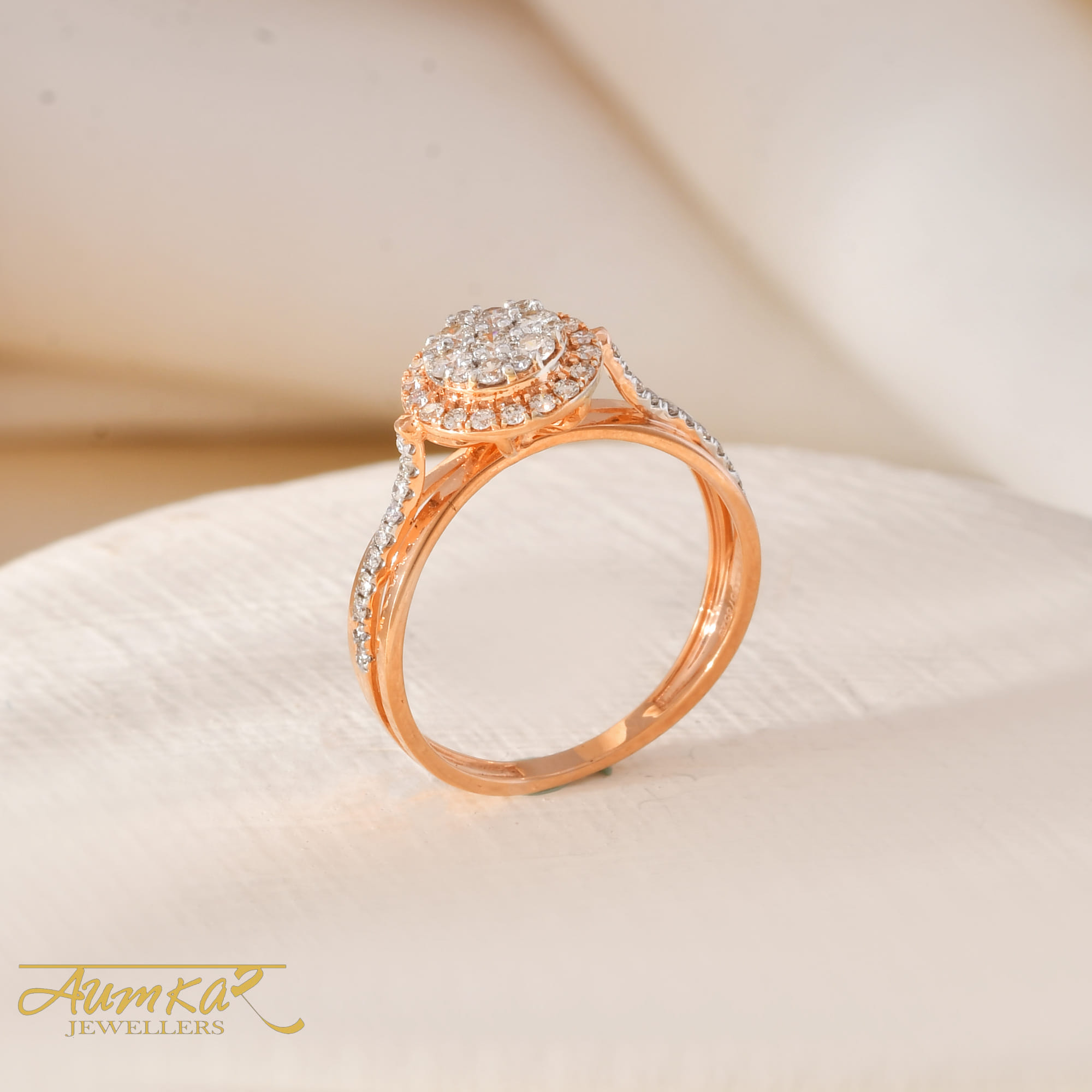 Women's Rose Gold Diamond Cluster Engagement Ring