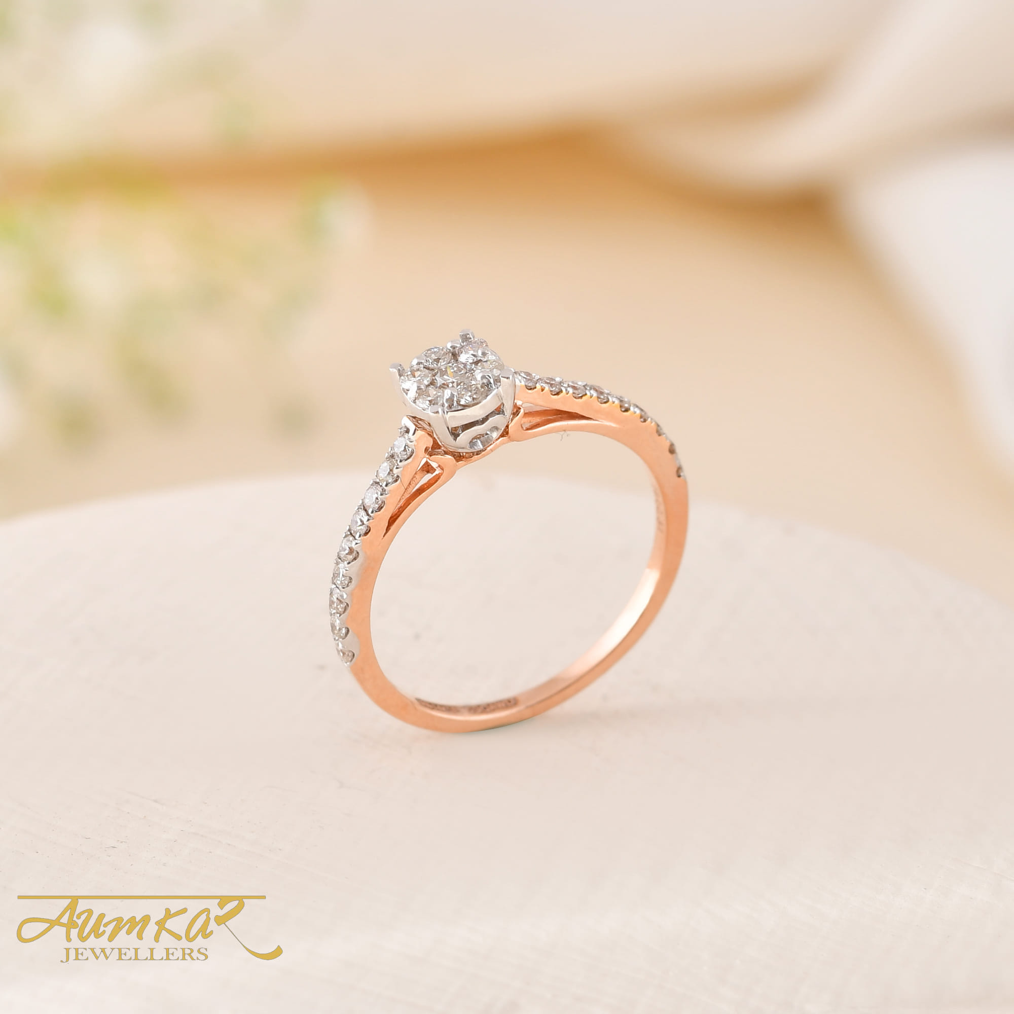 Women's Diamond Engagement Ring Customisable Rose Gold Band