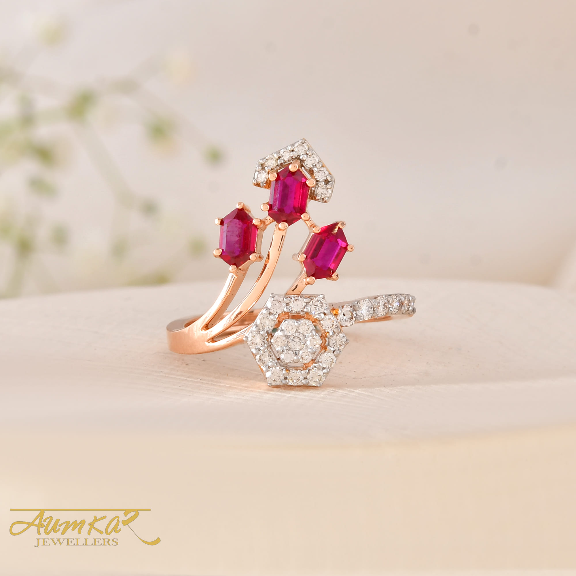 Red Stone Ring With Diamond Accents For Women Wedding
