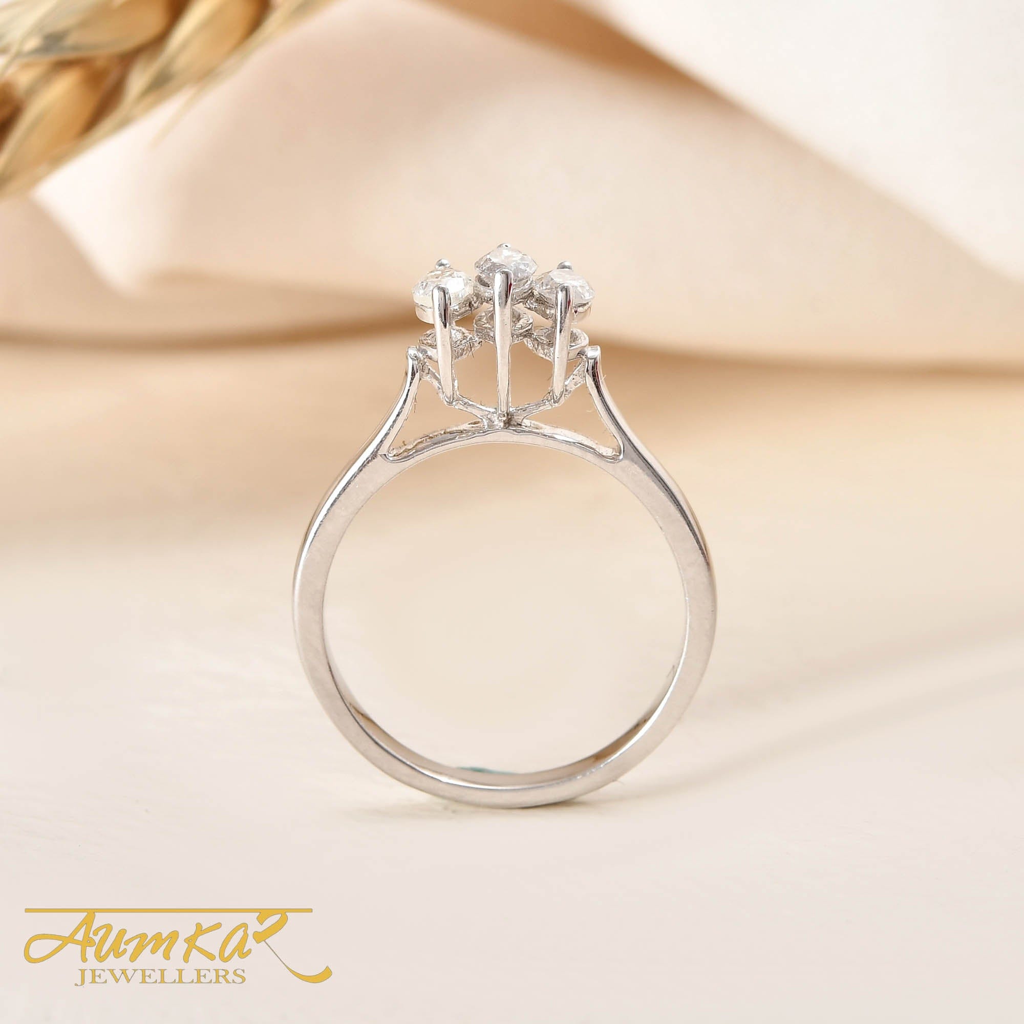 Three Stone Diamond Engagement Ring For Women White Gold