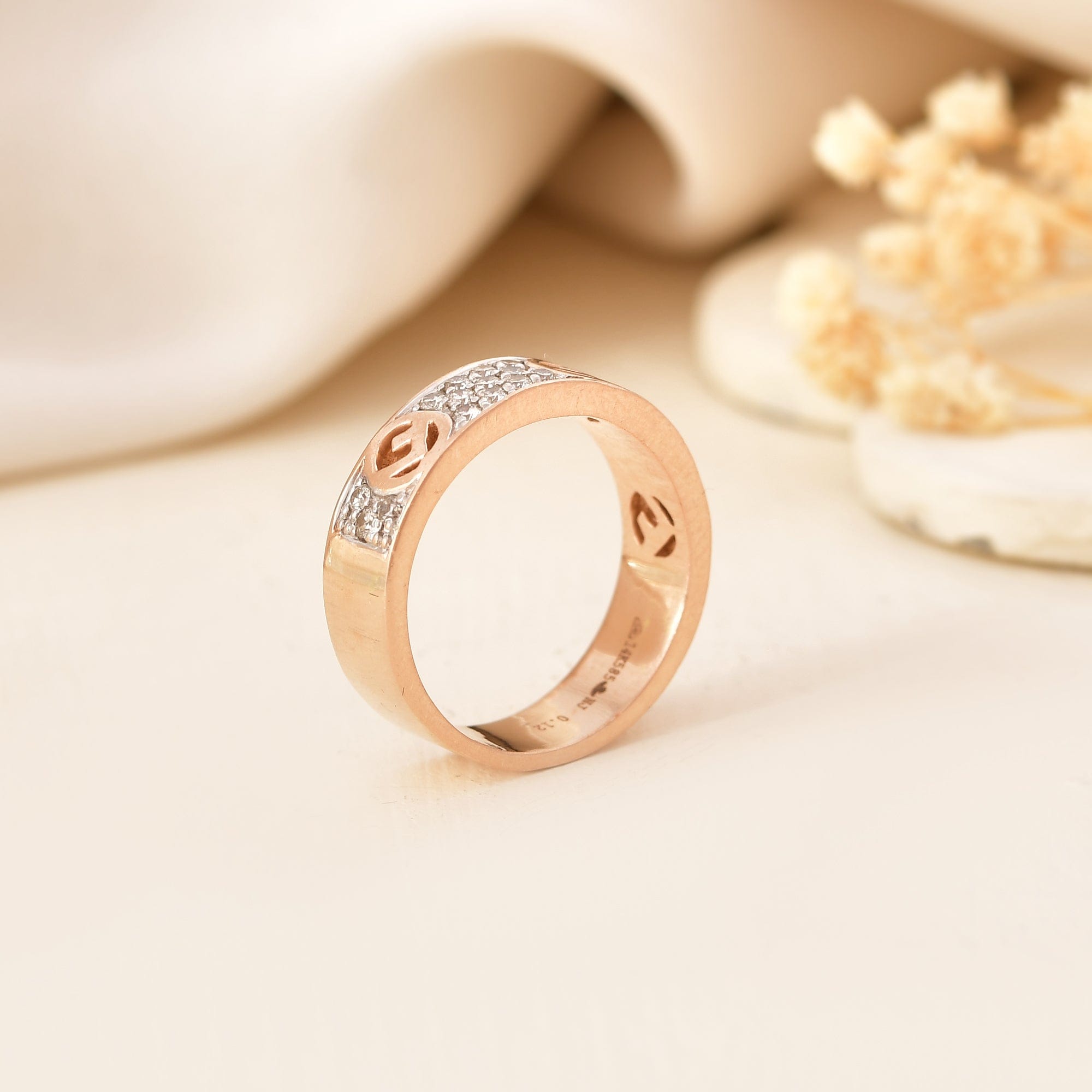 Mens Diamond Wedding Band Rose Gold Engagement Ring
