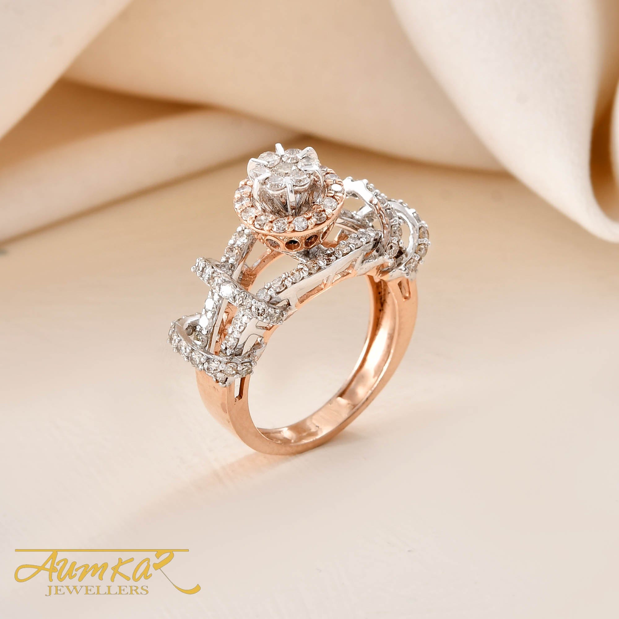 Floral Diamond Cluster Ring For Women Wedding Band