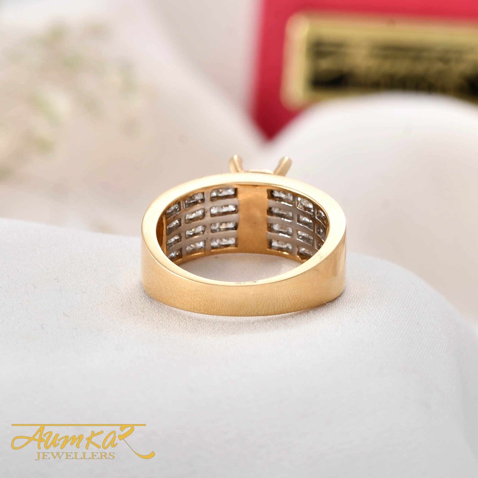 Princess Cut Diamond Engagement Ring For Women Gold Band