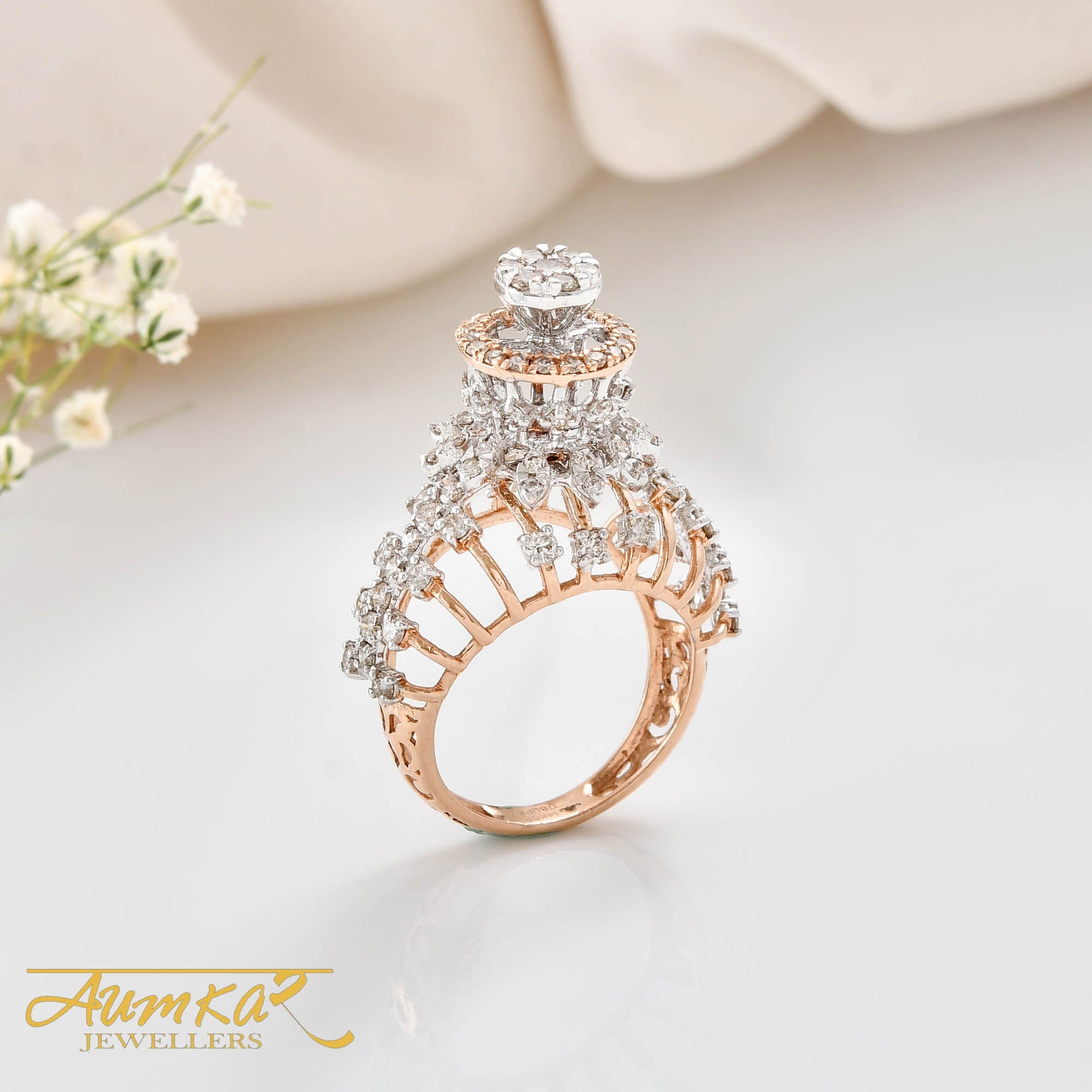 Luxury Diamond Cocktail Ring For Women Wedding Engagement