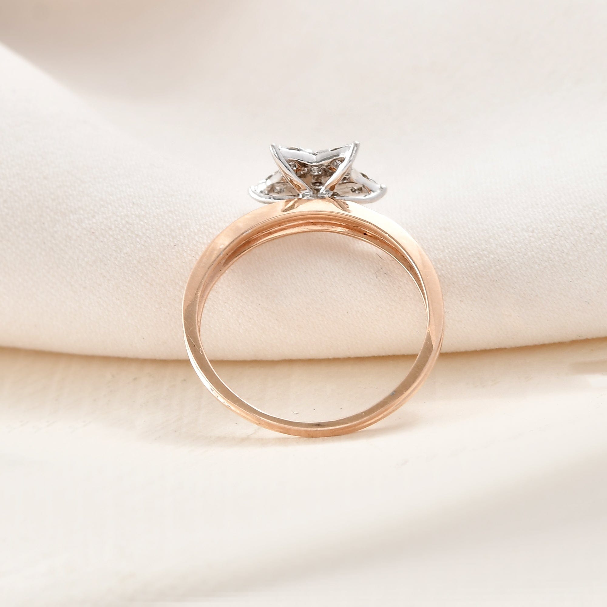 Star Diamond Ring For Women Engagement Gift Rose Gold