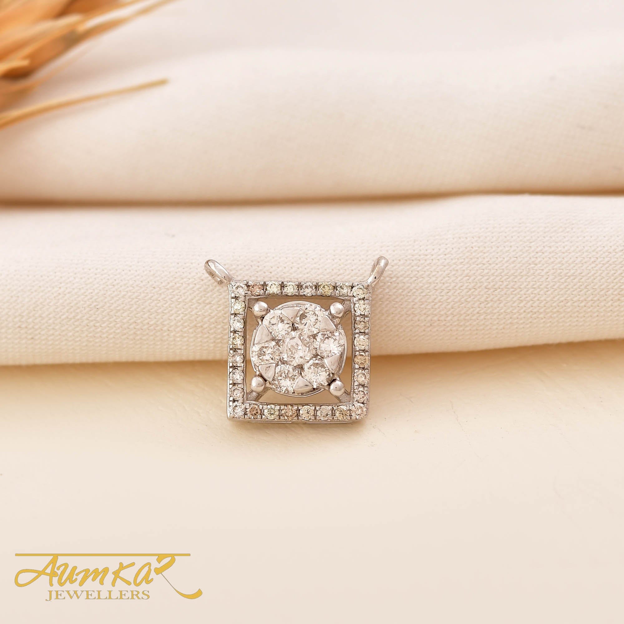 Diamond Square Pendant Women's Luxury Necklace Charm