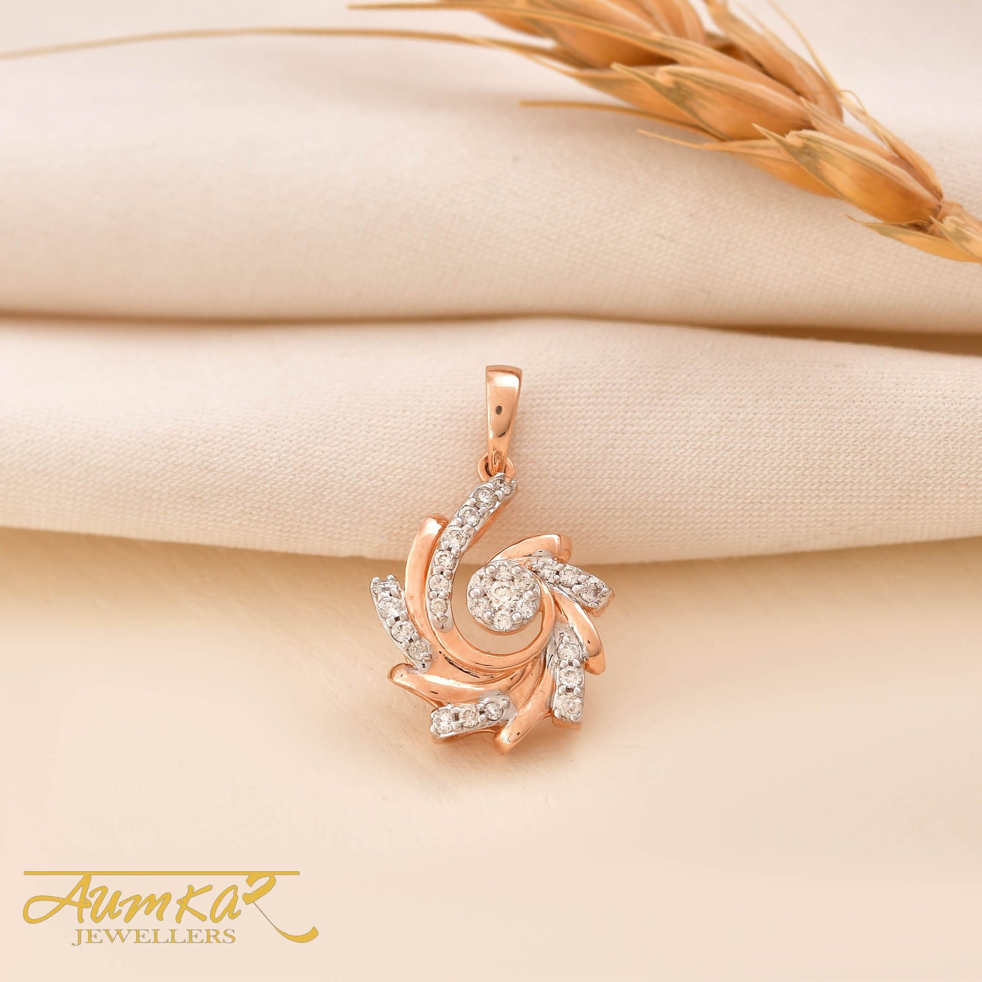 Rose Gold Diamond Swirl Pendant For Women Elegant Design