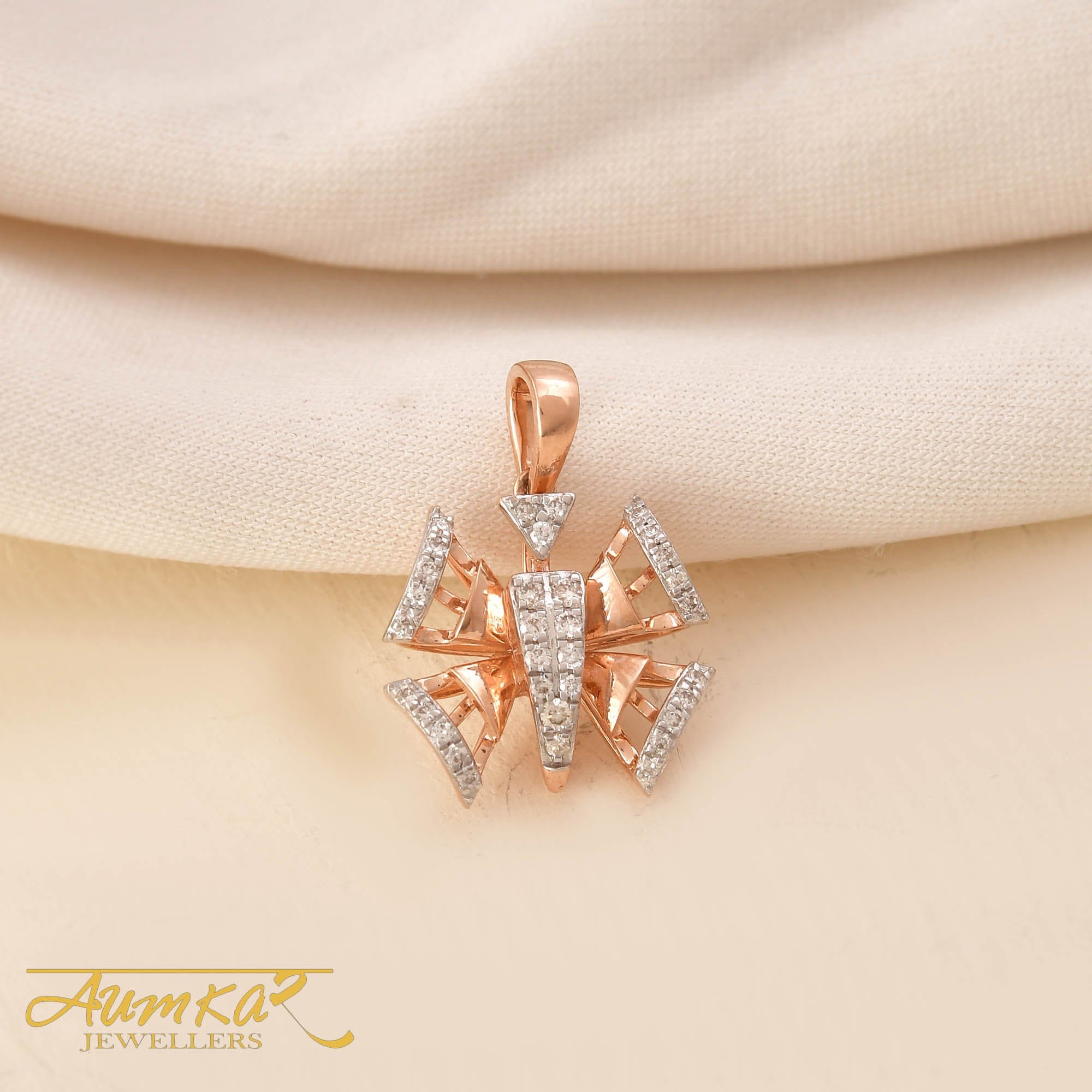 Rose Gold Diamond Starburst Pendant For Women