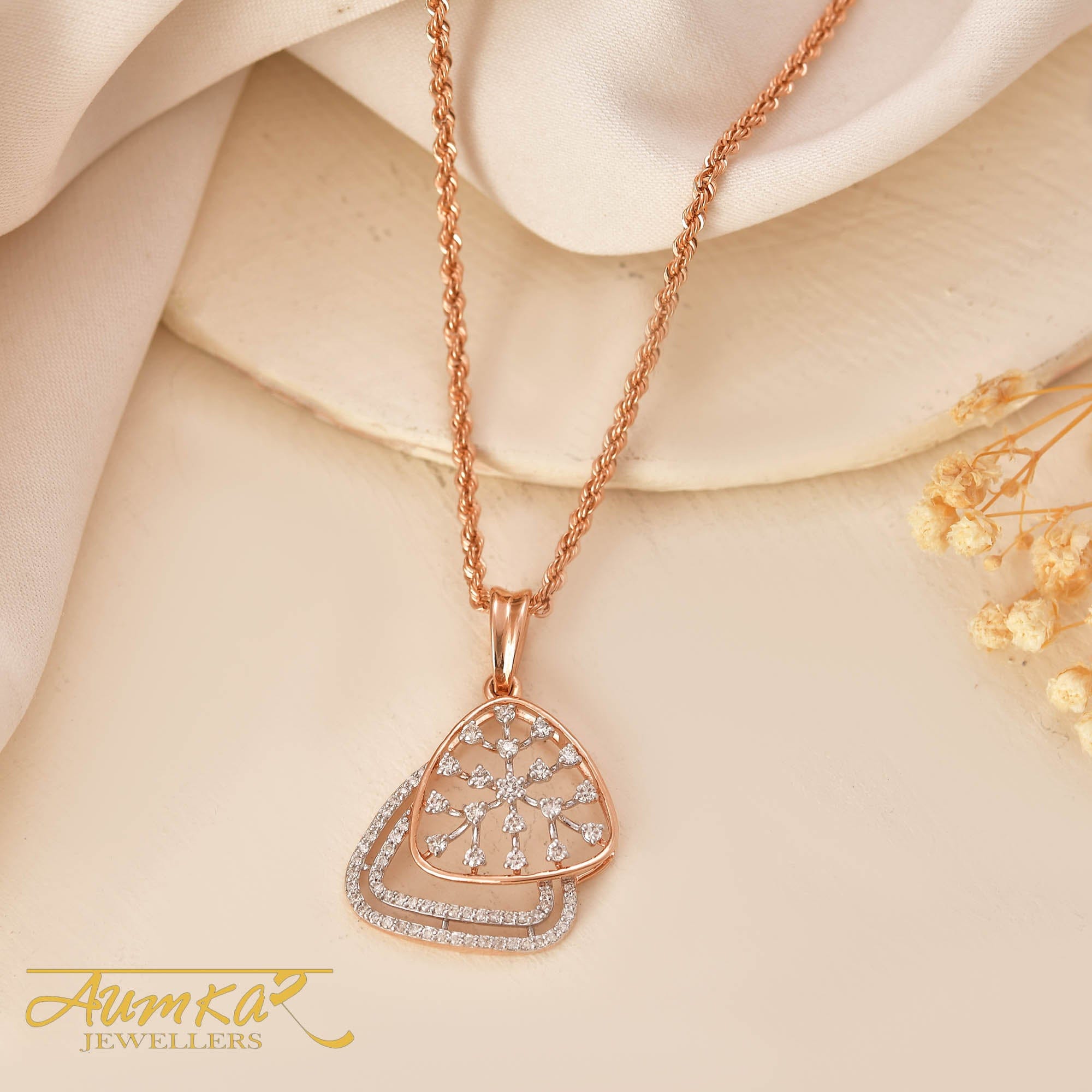 Rose Gold Diamond Pendant Necklace For Women