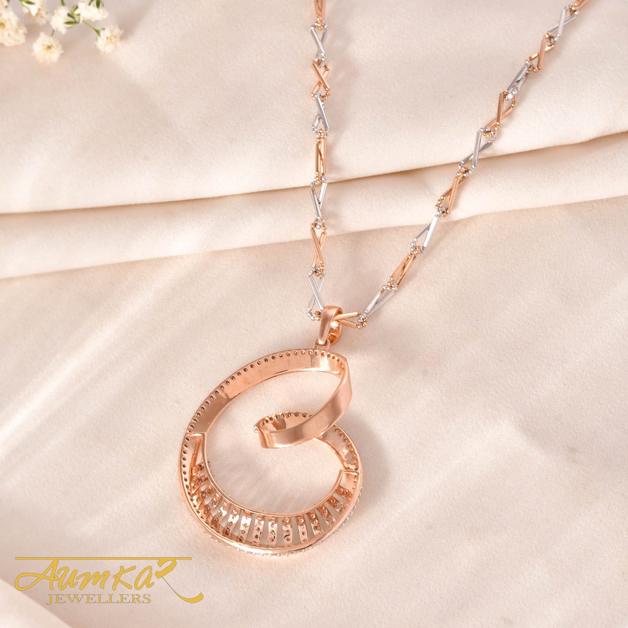 Spiral Pendant Necklace Two Tone Chain Women's Jewellery