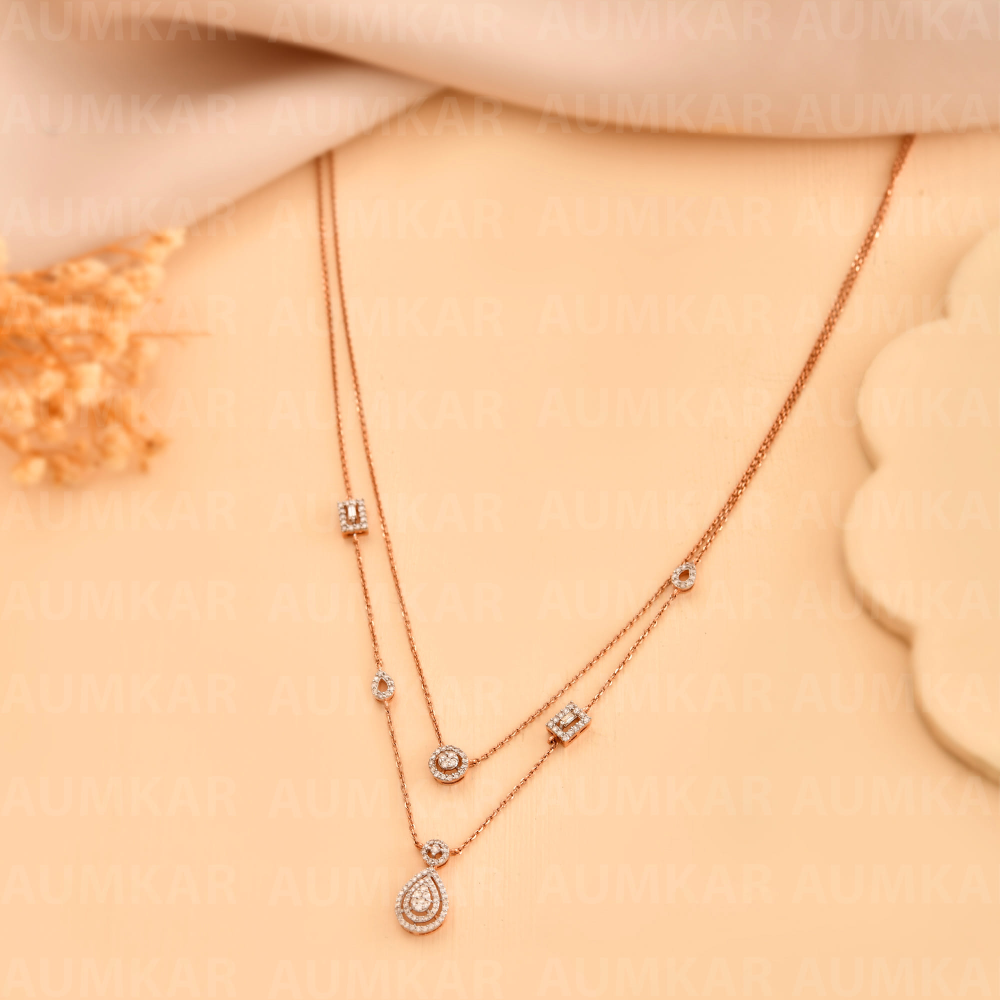 Layered Diamond Pendant Necklace For Women